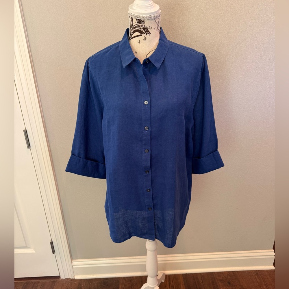 New Chico’s Linen Button-Up Shirt